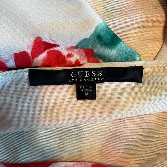 Guess Los Angeles Women's Multicolor Floral Tie Back Cropped Top Medium - Picture 8 of 9